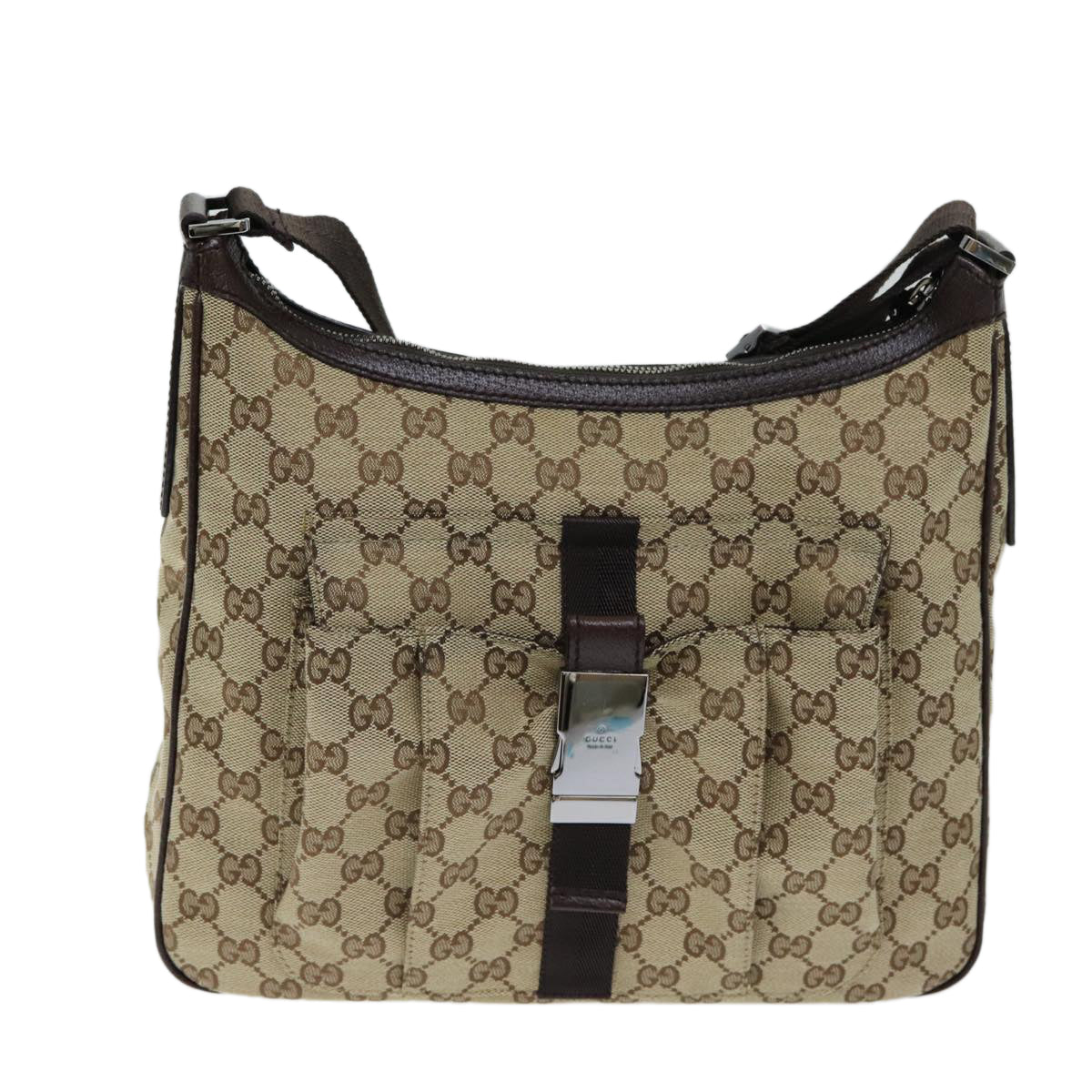 GUCCI GG Canvas Shoulder Bag Beige 131211 Auth tb1106