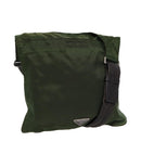 PRADA Shoulder Bag Nylon Khaki Dark Brown Silver Auth tb1125-1