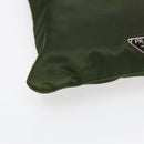 PRADA Shoulder Bag Nylon Khaki Dark Brown Silver Auth tb1125-11