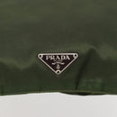 PRADA Shoulder Bag Nylon Khaki Dark Brown Silver Auth tb1125-14
