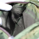 PRADA Shoulder Bag Nylon Khaki Dark Brown Silver Auth tb1125-18