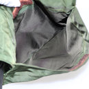 PRADA Shoulder Bag Nylon Khaki Dark Brown Silver Auth tb1125-19