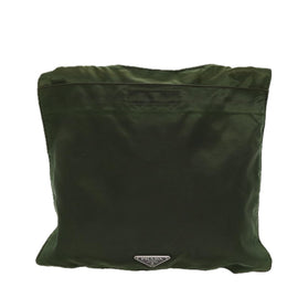 PRADA Shoulder Bag Nylon Khaki Dark Brown Silver Auth tb1125 - 0