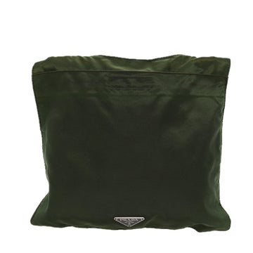 PRADA Shoulder Bag Nylon Khaki Dark Brown Silver Auth tb1125 - 0