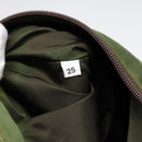 PRADA Shoulder Bag Nylon Khaki Dark Brown Silver Auth tb1125-20