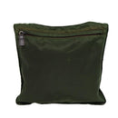 PRADA Shoulder Bag Nylon Khaki Dark Brown Silver Auth tb1125-3