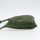 PRADA Shoulder Bag Nylon Khaki Dark Brown Silver Auth tb1125-4