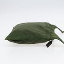 PRADA Shoulder Bag Nylon Khaki Dark Brown Silver Auth tb1125-5