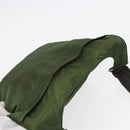 PRADA Shoulder Bag Nylon Khaki Dark Brown Silver Auth tb1125-6