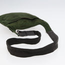 PRADA Shoulder Bag Nylon Khaki Dark Brown Silver Auth tb1125-7