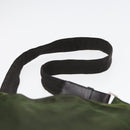 PRADA Shoulder Bag Nylon Khaki Dark Brown Silver Auth tb1125-8