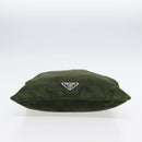 PRADA Shoulder Bag Nylon Khaki Dark Brown Silver Auth tb1125-9