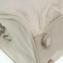PRADA Hand Bag Nylon Beige Silver Auth tb1164-14