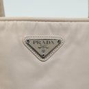 PRADA Hand Bag Nylon Beige Silver Auth tb1164-17