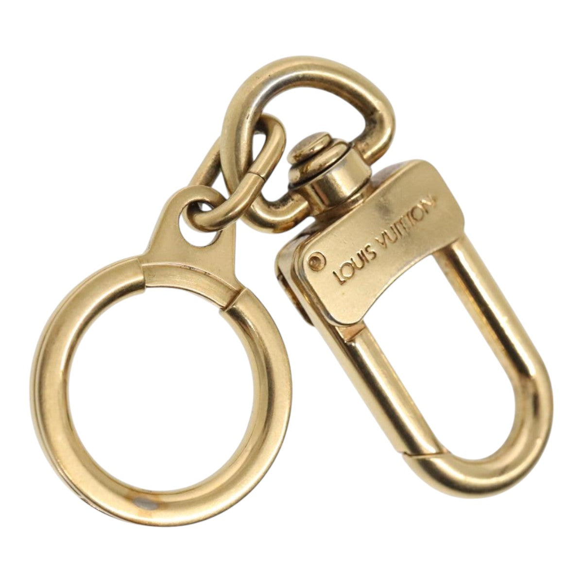 LOUIS VUITTON Anneau Cles Key Ring Gold Tone LV Auth tb1232