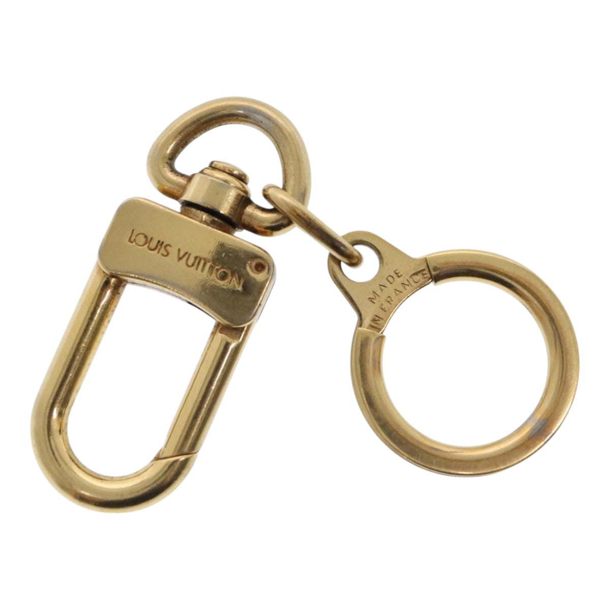 LOUIS VUITTON Anneau Cles Key Ring Gold Tone LV Auth tb1232