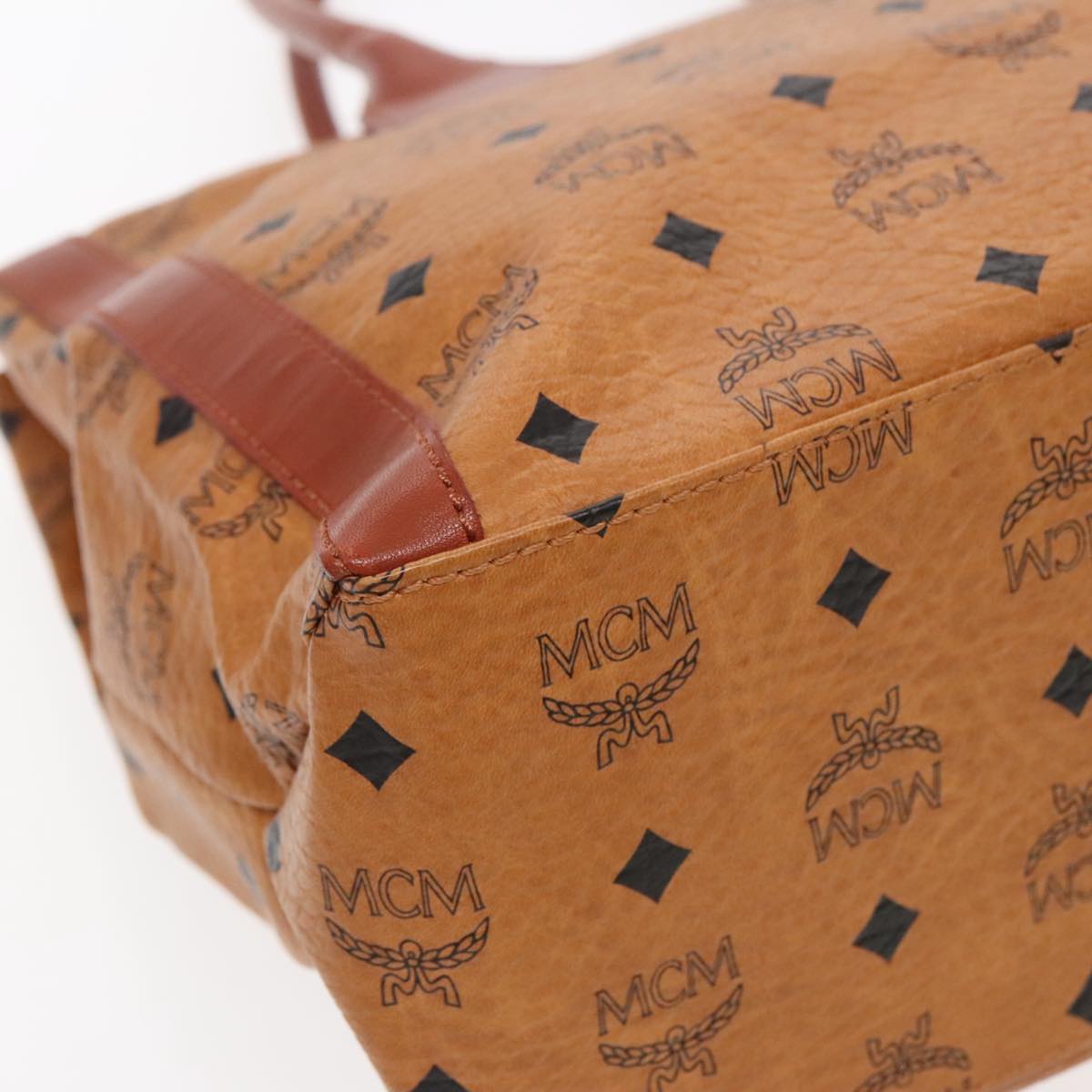 MCM Vicetos Logogram Hand Bag PVC Leather Brown Auth tb1238