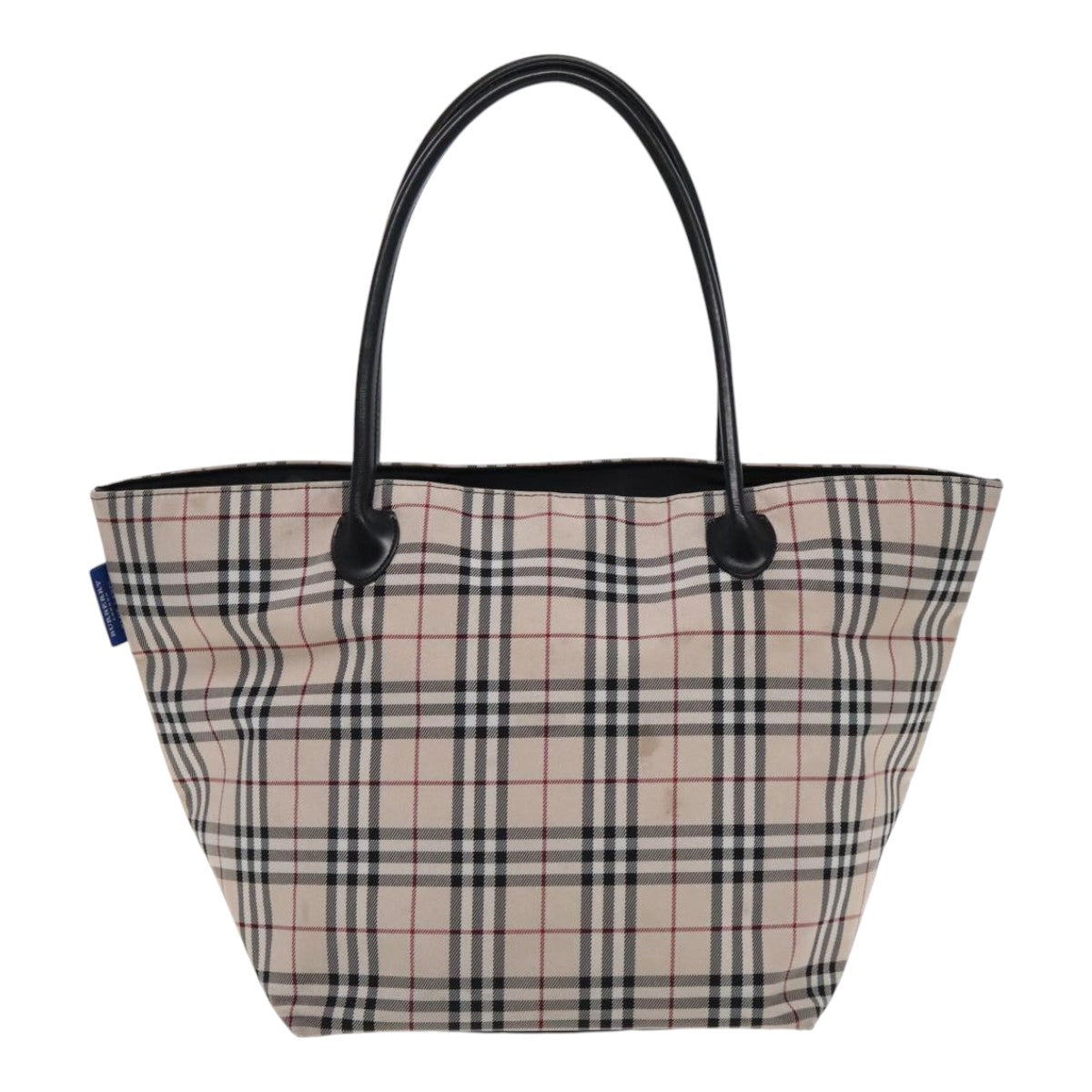 BURBERRY Nova Check Blue Label Tote Bag Nylon Beige Auth tb1239 - 0