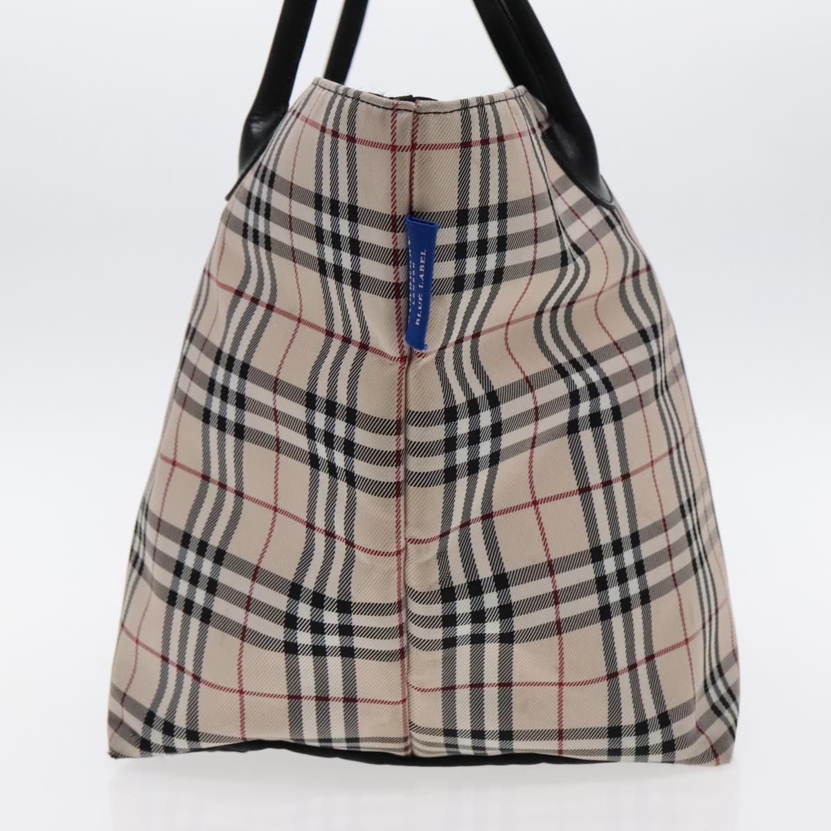 BURBERRY Nova Check Blue Label Tote Bag Nylon Beige Auth tb1239