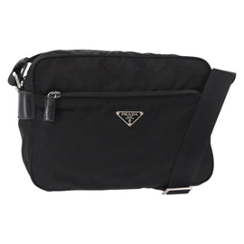 PRADA Shoulder Bag Nylon Black Silver Auth tb1252