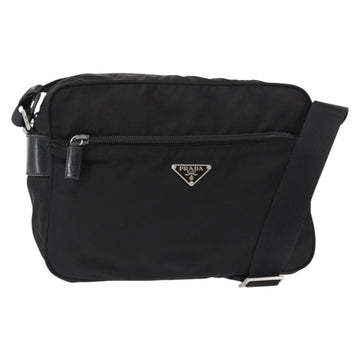 PRADA Shoulder Bag Nylon Black Silver Auth tb1252