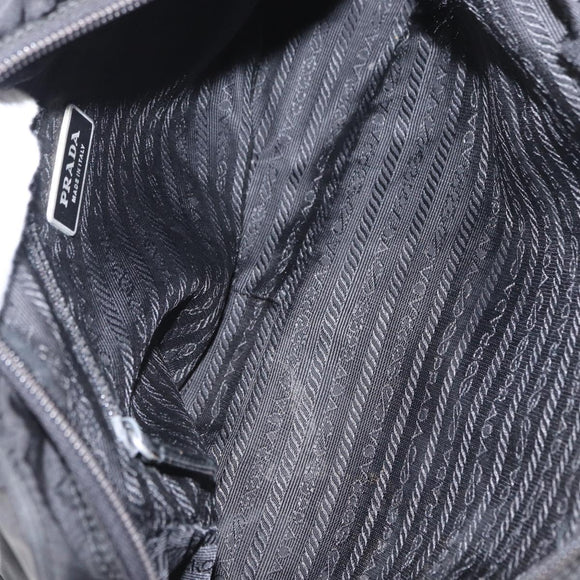 PRADA Shoulder Bag Nylon Black Silver Auth tb1252