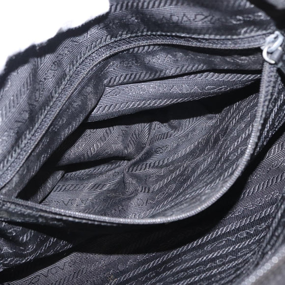 PRADA Shoulder Bag Nylon Black Silver Auth tb1252