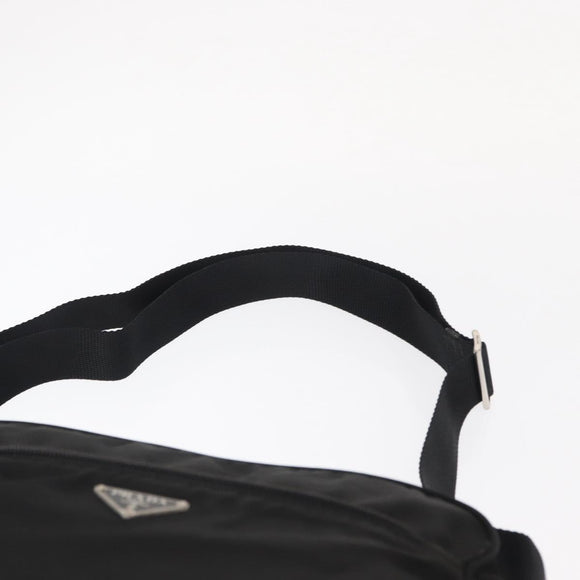 PRADA Shoulder Bag Nylon Black Silver Auth tb1252