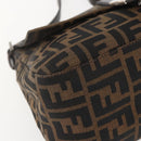 FENDI Zucca Canvas Mamma Baguette Shoulder Bag Black Brown Auth tb1254V-11