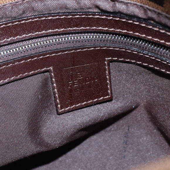 FENDI Zucca Canvas Mamma Baguette Shoulder Bag Black Brown Auth tb1254V