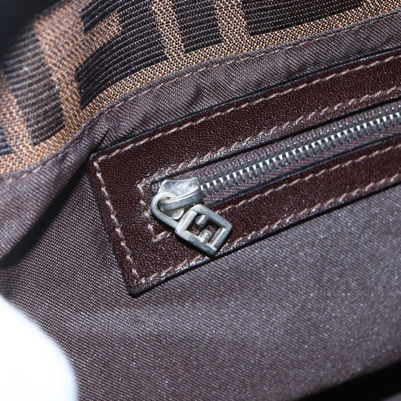 FENDI Zucca Canvas Mamma Baguette Shoulder Bag Black Brown Auth tb1254V