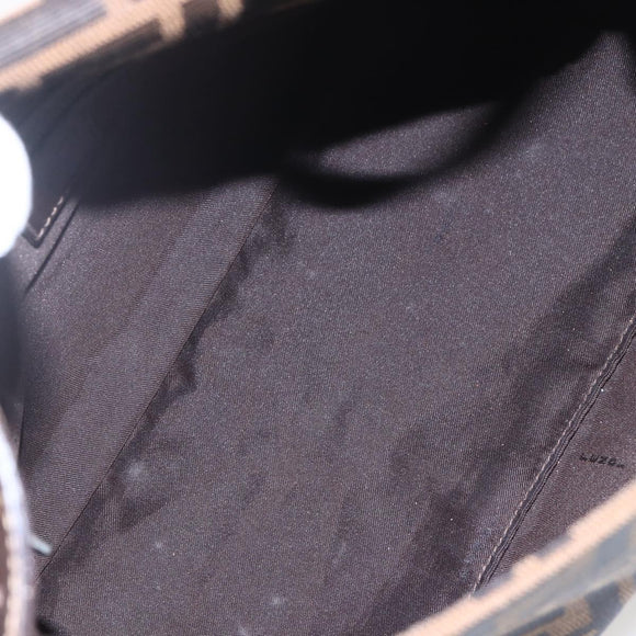 FENDI Zucca Canvas Mamma Baguette Shoulder Bag Black Brown Auth tb1254V