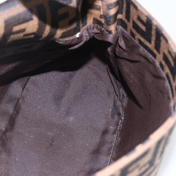 FENDI Zucca Canvas Mamma Baguette Shoulder Bag Black Brown Auth tb1254V