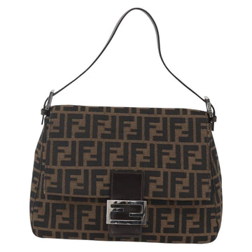 FENDI Zucca Canvas Mamma Baguette Shoulder Bag Black Brown Auth tb1254V - 0