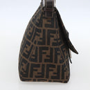 FENDI Zucca Canvas Mamma Baguette Shoulder Bag Black Brown Auth tb1254V-4