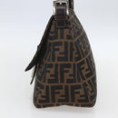 FENDI Zucca Canvas Mamma Baguette Shoulder Bag Black Brown Auth tb1254V-5