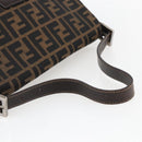 FENDI Zucca Canvas Mamma Baguette Shoulder Bag Black Brown Auth tb1254V-7