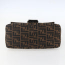 FENDI Zucca Canvas Mamma Baguette Shoulder Bag Black Brown Auth tb1254V-9