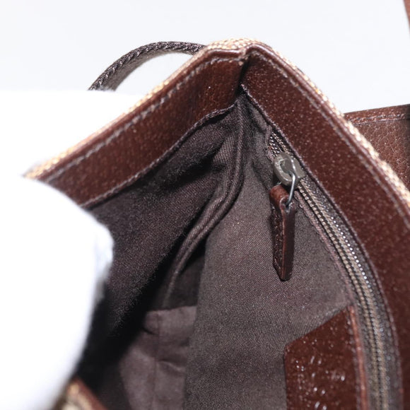 GUCCI GG Canvas Waist Bag Beige Silver 131236 Auth tb1255