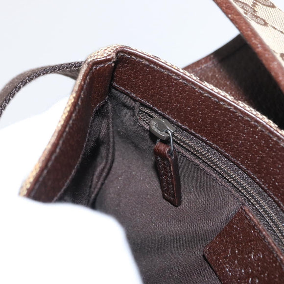 GUCCI GG Canvas Waist Bag Beige Silver 131236 Auth tb1255