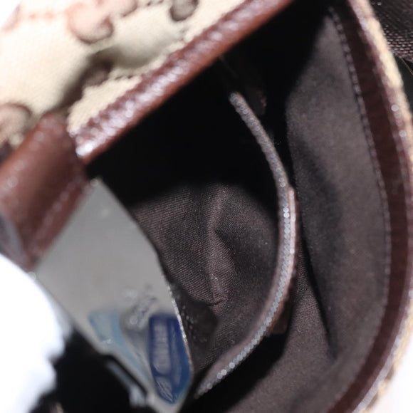 GUCCI GG Canvas Waist Bag Beige Silver 131236 Auth tb1255