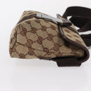 GUCCI GG Canvas Waist Bag Beige Silver 131236 Auth tb1255-4