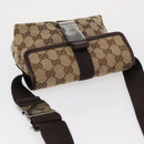 GUCCI GG Canvas Waist Bag Beige Silver 131236 Auth tb1255-6