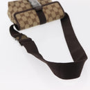 GUCCI GG Canvas Waist Bag Beige Silver 131236 Auth tb1255-7
