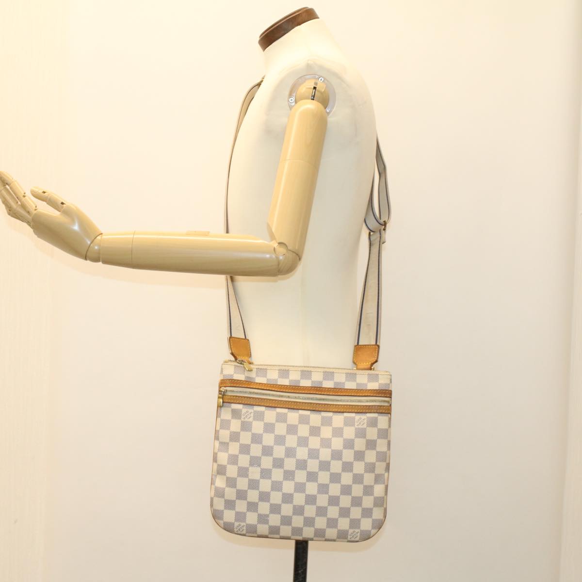 LOUIS VUITTON Damier Azur Pochette Bosphore Shoulder Bag N51112 LV Auth tb752