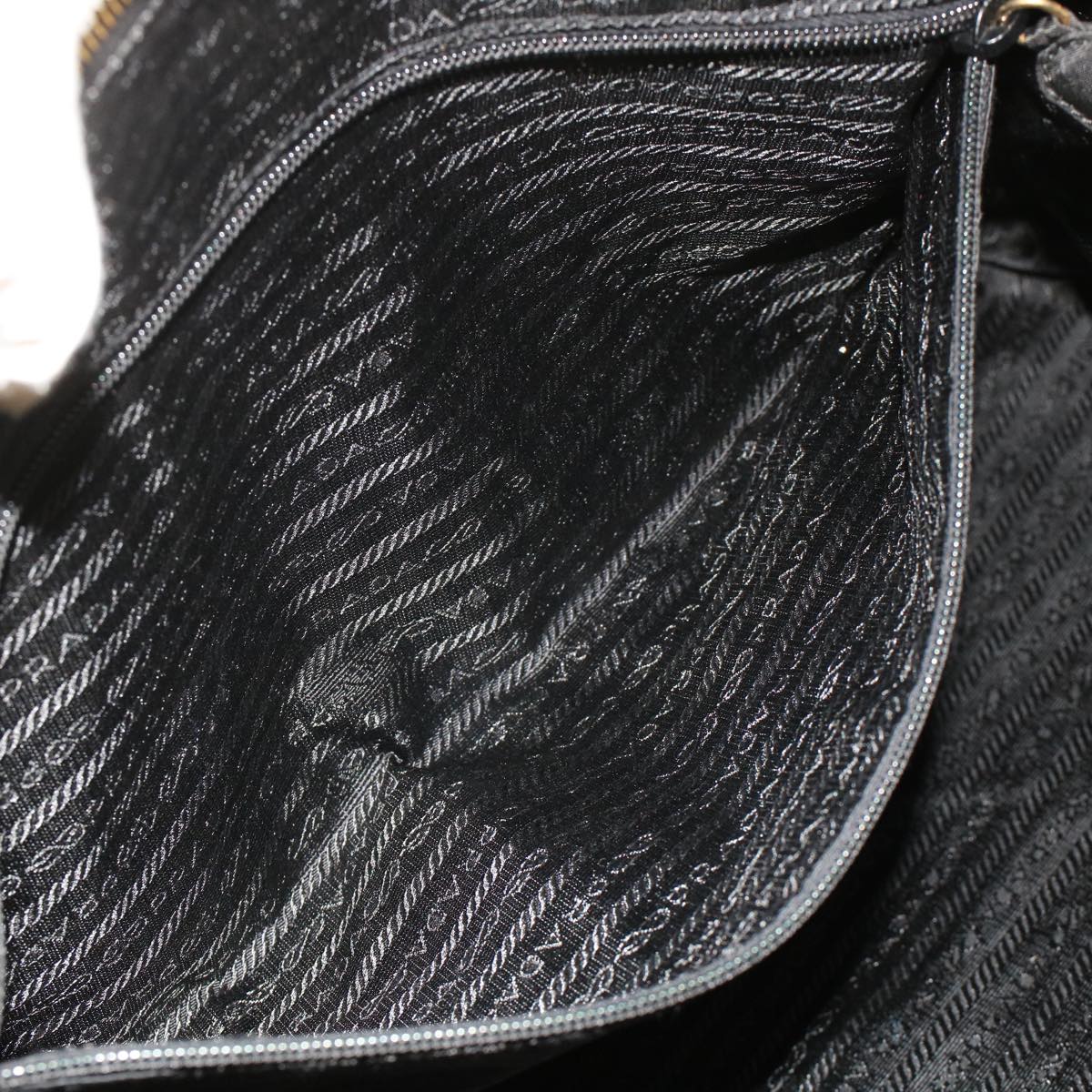 PRADA Chain Boston Bag Nylon Black Auth tb775