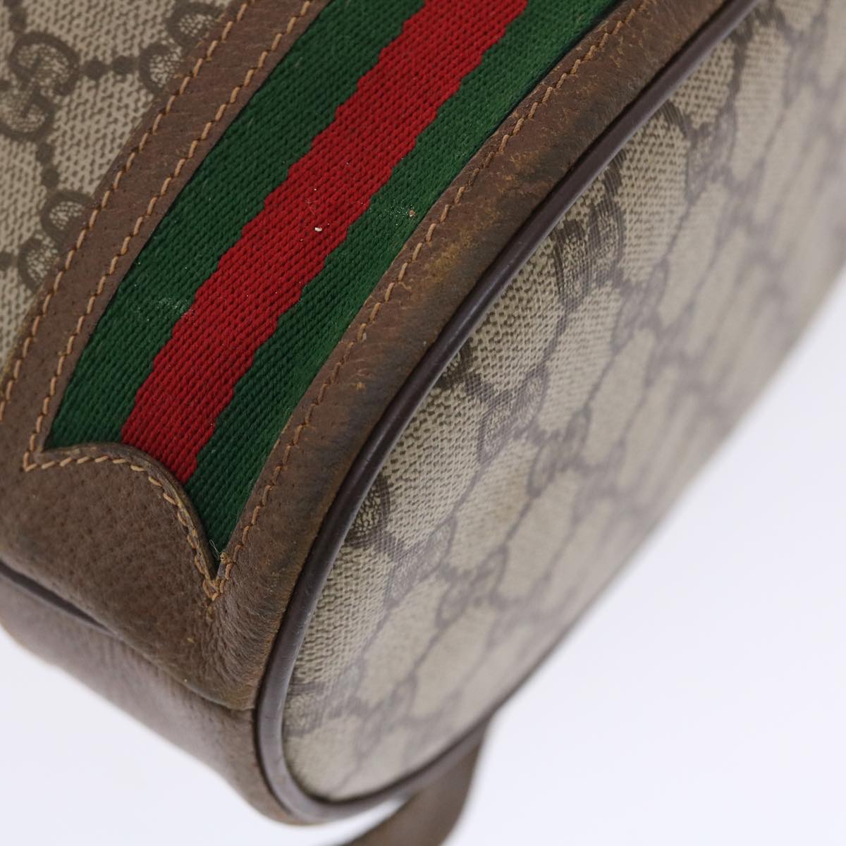 GUCCI GG Canvas Web Sherry Line Shoulder Bag Beige Red Green Auth tb826