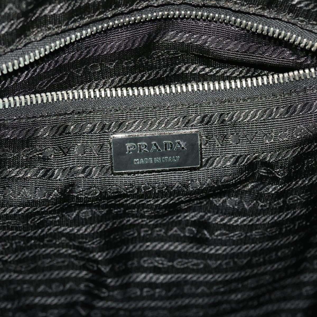 PRADA Hand Bag Leather Nylon 2way Black Auth tb830