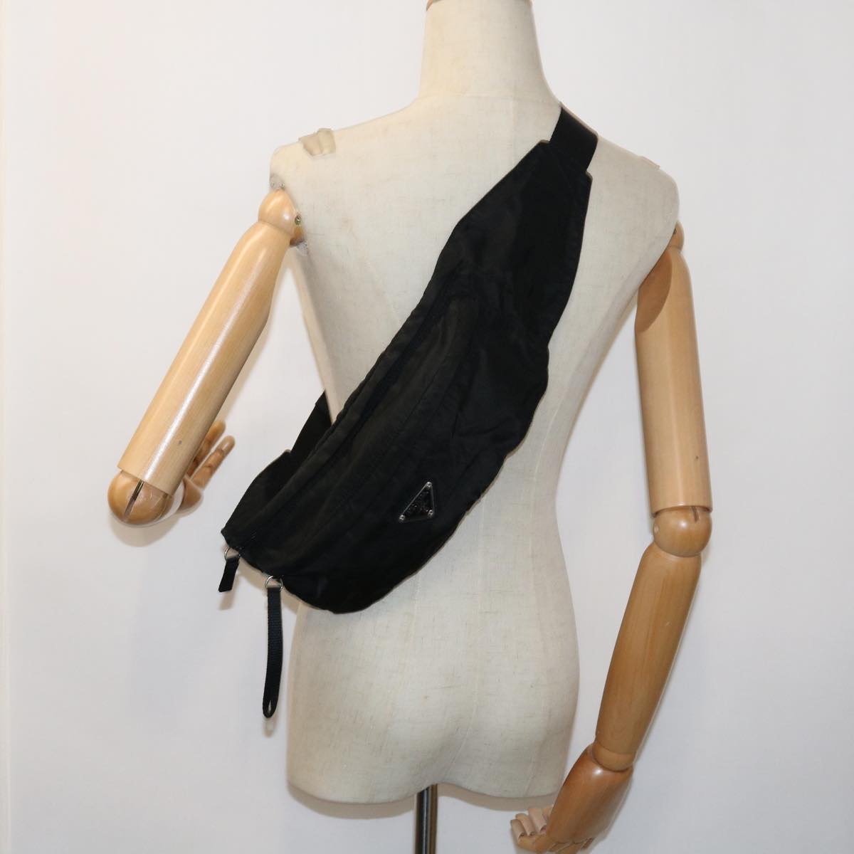 PRADA Waist bag Nylon Black Auth tb885