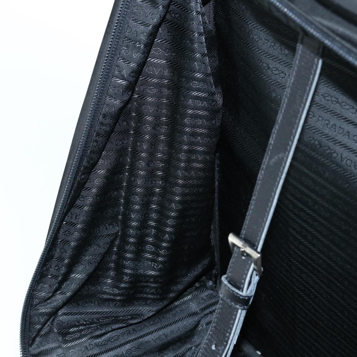 PRADA Travel carry suitcase Nylon Leather Black Auth tb901